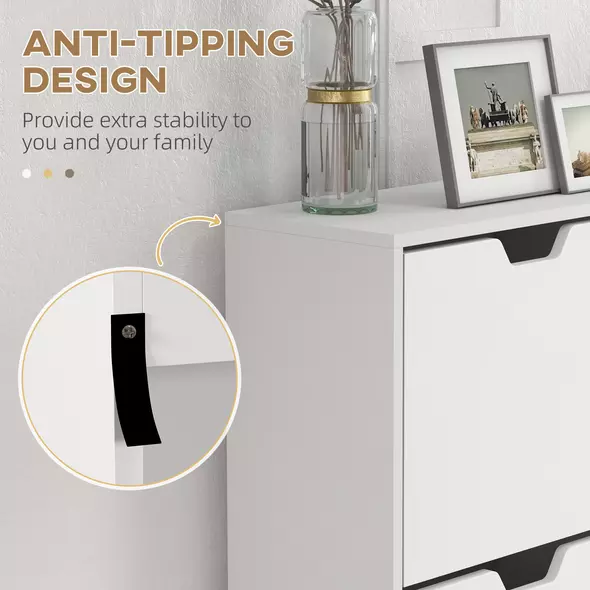 HOMCOM Shoe Storage Cabinet, 4 Flip Drawers, Shoe Organizer for 8-16 Pairs of Shoes, White - 7