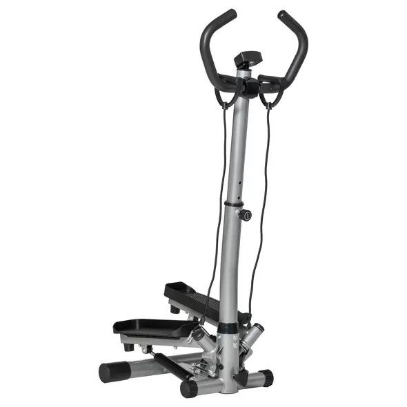 HOMCOM Adjustable Twist Stepper Fitness Step Machine, LCD Screen, Height-Adjust Handlebars, Home Gym, Silver and Black - 1