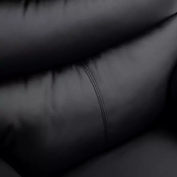 HOMCOM PU Leather Reclining Chair, Manual Recliner Chair with Padded Armrests, Retractable Footrest and Wood Frame, Black - 9