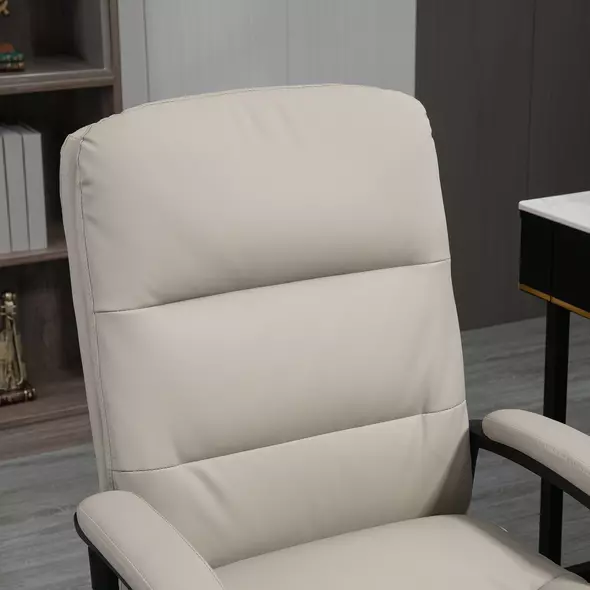 Vinsetto Office Chair, PU Leather Computer Desk Chair Office Chair with Adjustable Height and Swivel Rolling Wheels for Work Study, Light Grey - 6