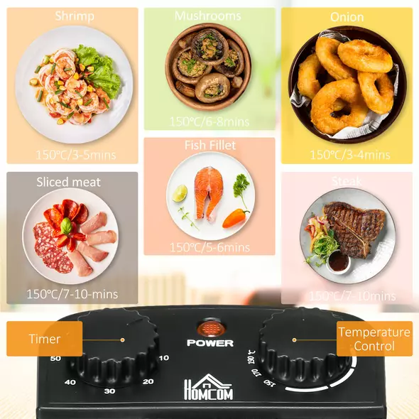 HOMCOM 3 Litre Stainless Steel Deep Fat Fryer with Adjustable Temp, 60min Timer, Viewing Window and Safety Cut Out, 2000W - 4