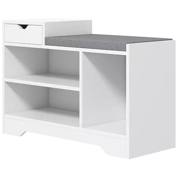 HOMCOM Multi-Compartment Shoe Bench, with Seat - White - 1