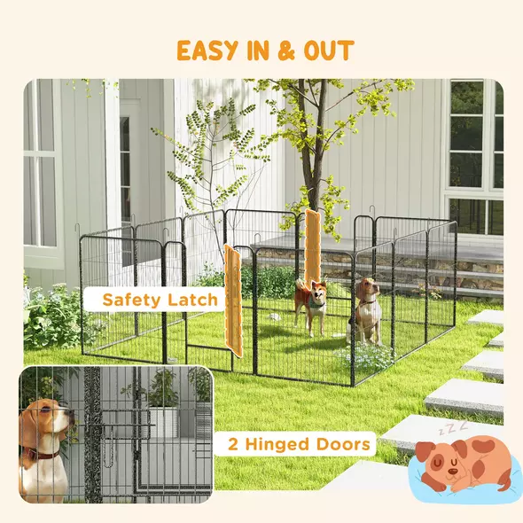 PawHut 12 Panels Heavy Duty Puppy Playpen, for Small Dogs, Indoor and Outdoor Use - Silver - 5