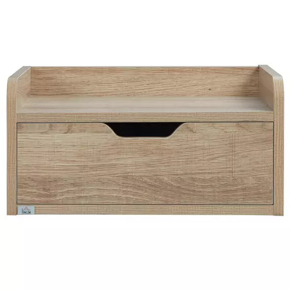 HOMCOM Floating Nightstands Set of 2, Wall Mounted Bedside Table with Drawer for Bedroom, Natural - 7