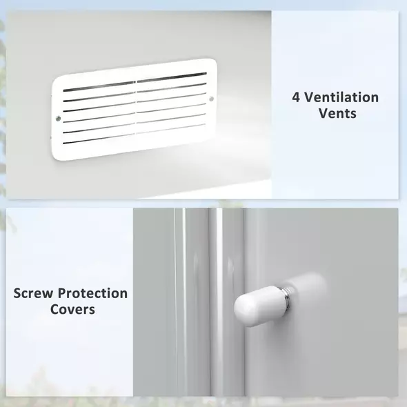 Outsunny Metal Bike Shed, Mobility Scooter Shed House with Foundation Kit, Ventilation, Doors, 9 x 6FT, Silver - 7