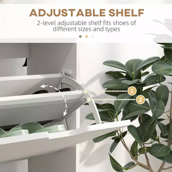 HOMCOM Shoe Storage Cabinet, 4 Flip Drawers, Shoe Organizer for 8-16 Pairs of Shoes, White - 5