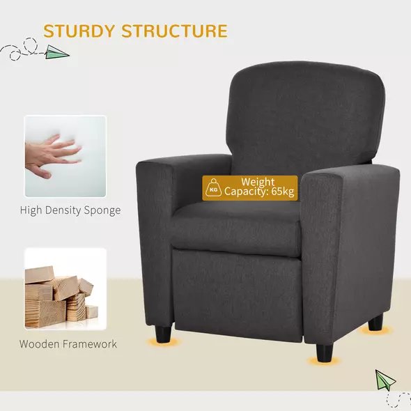 HOMCOM 2 in 1 design Kids Sofa Armchair with Footrest for Children Playroom Bedroom Living Room, 55 x 50 x 67cm, Grey - 6