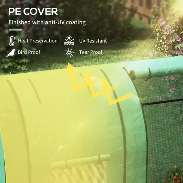 Outsunny Tomato Greenhouse, Garden Growhouse with 2 Roll-up Doors and 4 Mesh Windows, Portable Indoor Outdoor Green House, 185 x 94 x 150cm, Green - 5