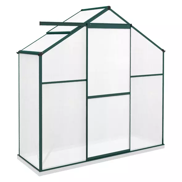 Outsunny 6 x 2.5ft Polycarbonate Greenhouse Walk-In Green House with Rain Gutter, Sliding Door, Window, Foundation, Green - 1