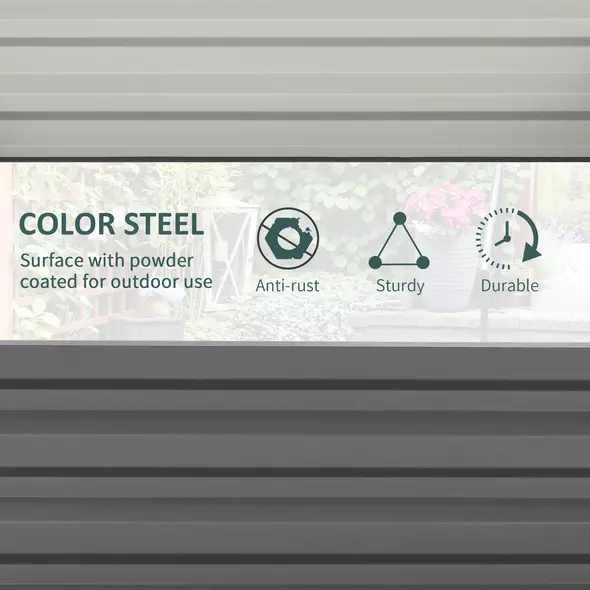 Outsunny 432L Square Raised Garden Bed Box Steel Frame for Vegetables, Flowers and Herbs, 120 x 120 x 30cm, Light Grey - 5