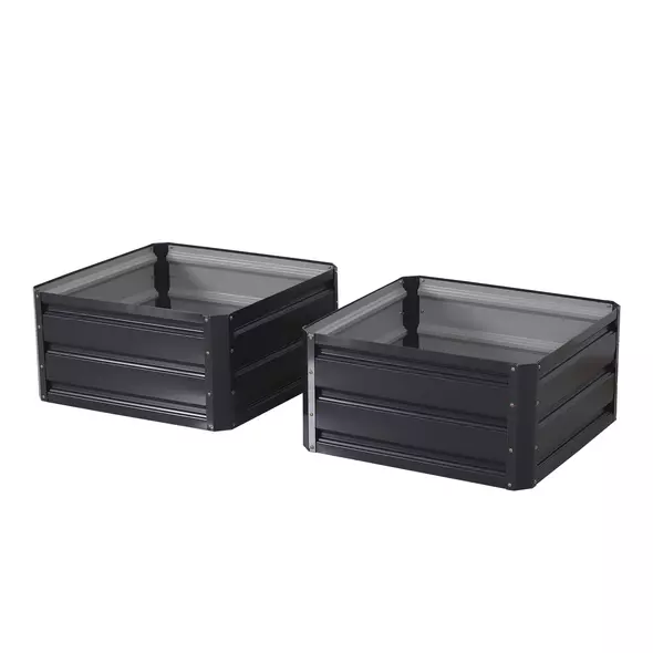 Outsunny Set of Two 60 x 60cm Steel Planter Boxes - Grey - 6