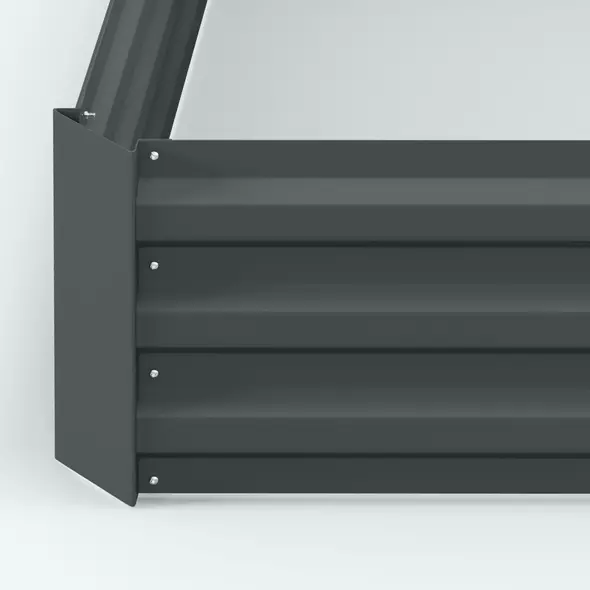 Outsunny Set of 2 291L Raised Garden Bed, Elevated Galvanised Planter Box for Flowers, Herbs, 100x100x30cm, Dark Grey - 9