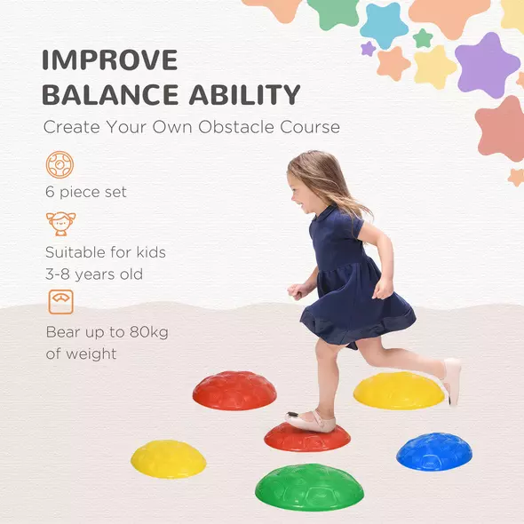 ZONEKIZ Six-Piece Kids Stepping Stones, with Non-Slip Mats, Balance River Stones - 4