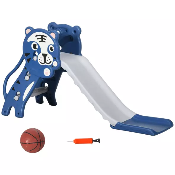 AIYAPLAY 3 in 1 Baby Slide for Indoor Use with Climber, Basketball Hoop, Basketball, for Ages 18-36 Months - Blue - 1