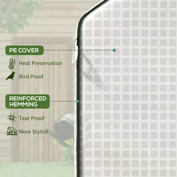 Outsunny Greenhouse Cover Replacement Walk-in PE Hot House Cover with Roll-up Door and Windows, 140 x 73 x 190cm, White - 4