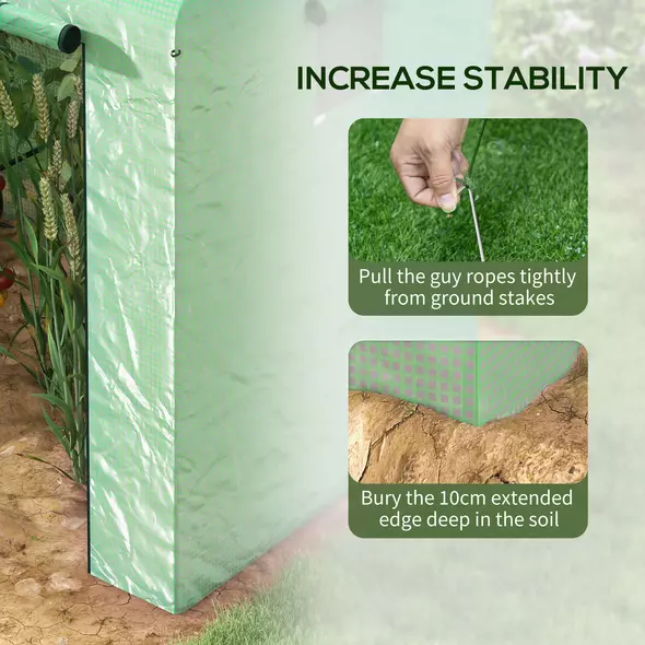 Outsunny Greenhouse, Walk-in Garden Grow House with Roll-up Door and Mesh Windows, 200 x 140 x 200cm, Green - 7