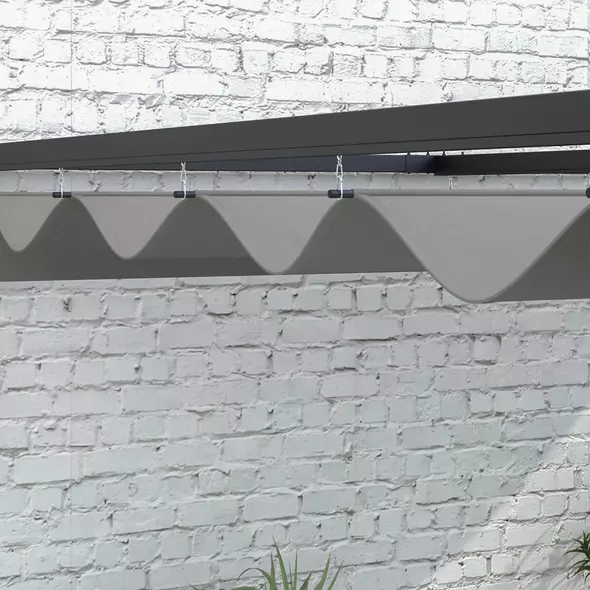Outsunny 3 x 4m Lean To Steel Pergola, with Moving Fabric Canopy - Dark Grey - 9