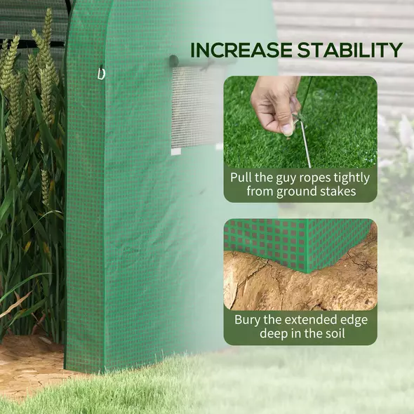 Outsunny Tomato Greenhouse, Garden Growhouse with 2 Roll-up Doors and 4 Mesh Windows, Portable Indoor Outdoor Green House, 185 x 94 x 150cm, Green - 7