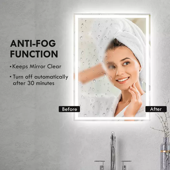 HOMCOM 70 x 50cm LED Bathroom Mirror with Lights, Dimmable Makeup Mirror, Vanity Mirror with 3 Colour, Smart Touch, Anti-Fog - 6