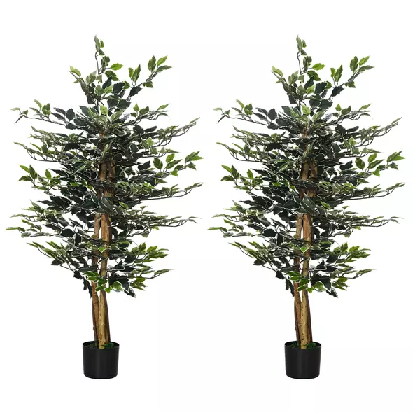 HOMCOM Set of Two Artificial Ficus Trees - 1