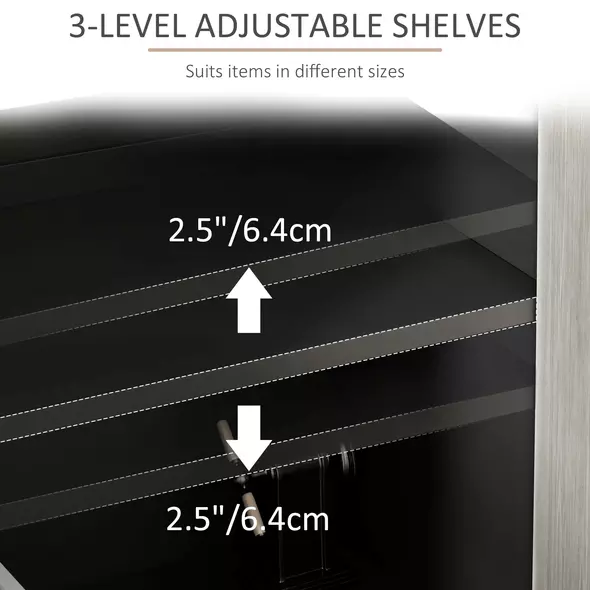 HOMCOM Kitchen Sideboard Storage Cabinet for Living Room with Adjustable Shelves 4 Doors and Pine Wood Legs Black - 5