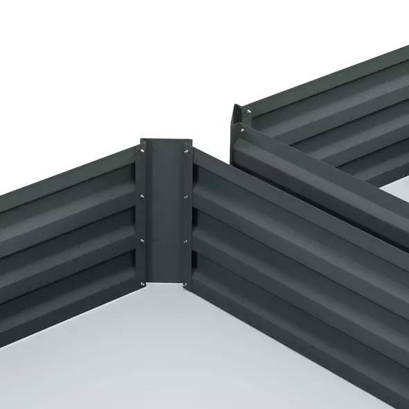 Outsunny Set of 2 291L Raised Garden Bed, Elevated Galvanised Planter Box for Flowers, Herbs, 100x100x30cm, Dark Grey - 8