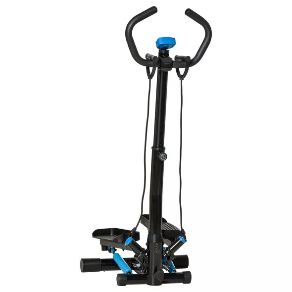 HOMCOM Adjustable Twist Stepper Fitness Step Machine, LCD Screen, Height-Adjust Handlebars, Home Gym, Black and Blue - 1
