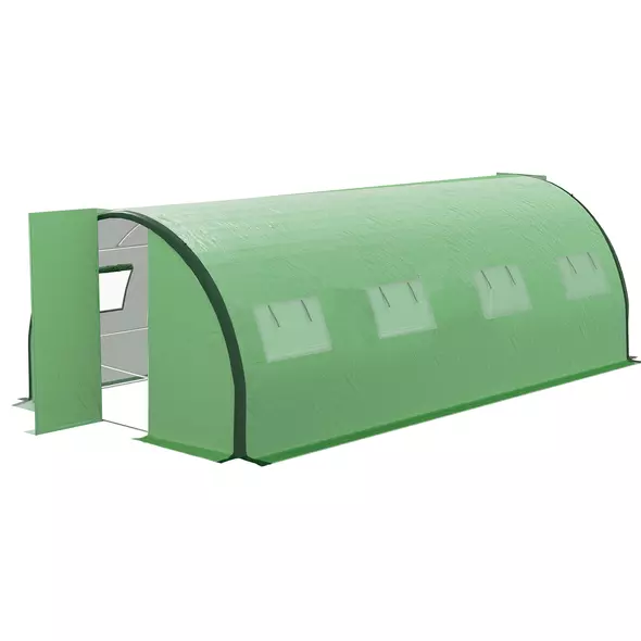 Outsunny Polyethylene Upgraded Structure Walk-in Polytunnel Greenhouse, 6 x 3 m, Green - 1