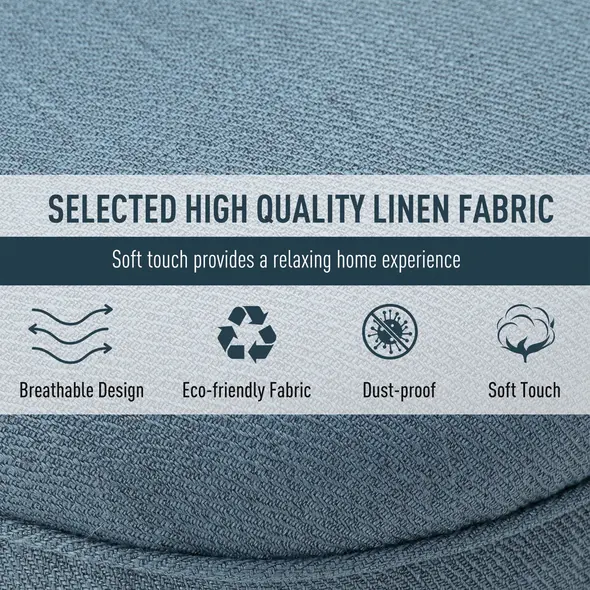 HOMCOM Tub Chair, Armless Single Sofa, Modern Button Tufted Armchair, Upholstered Linen Fabric Longue Accent Chair for Living Room, Bedroom, Set of 2, Blue - 5