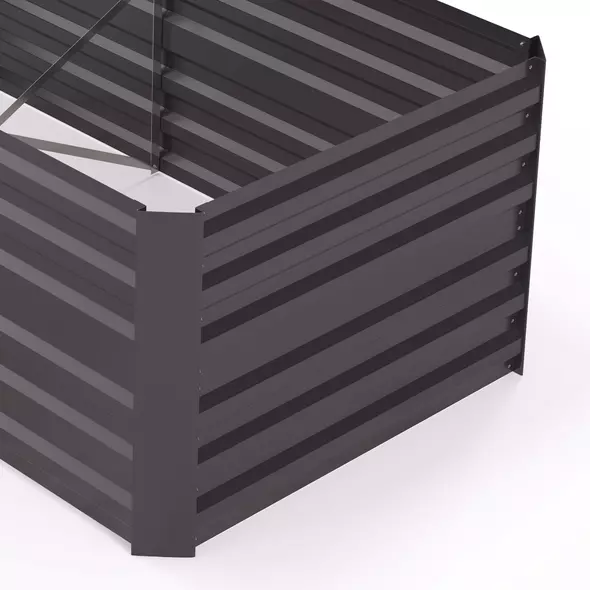 Outsunny Set of 2 Raised Beds for Garden, Galvanised Steel Outdoor Planters with Multi-reinforced Rods for Vegetables, Plants, Flowers and Herbs, 180 x 90 x 59 cm, Dark Grey - 9