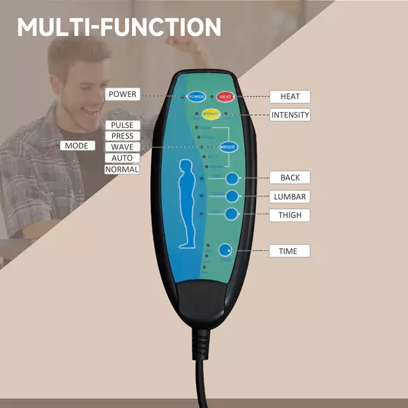 Vinsetto Office Chair with Massage and Heat, Microfibre Reclining Computer Desk Chair with Footrest and Adjustable Height, Swivel Wheels for Home Office, Brown - 8