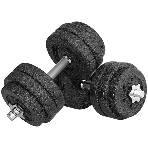 HOMCOM 30KG Adjustable Dumbbells Set, Hand Weights Set for Home Gym Weight Lifting Training - 1