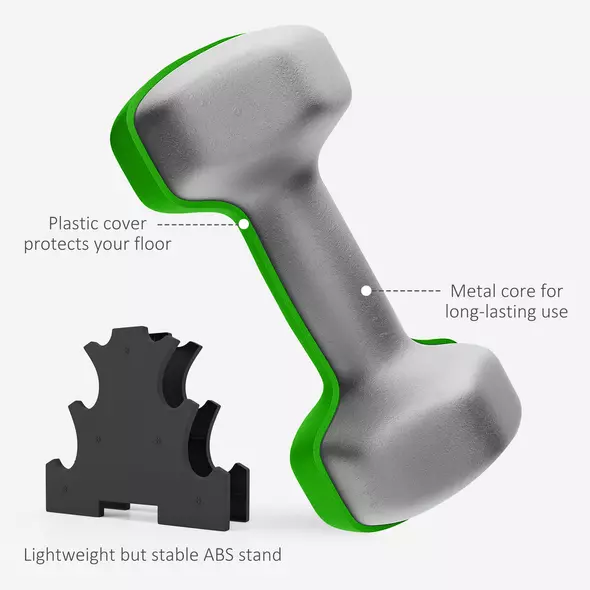 SPORTNOW 2 x 1kg, 2 x 2kg, 2 x 3kg Dumbbells Set with Dumbbell Rack, Hand Weights for Home Gym Training - 6