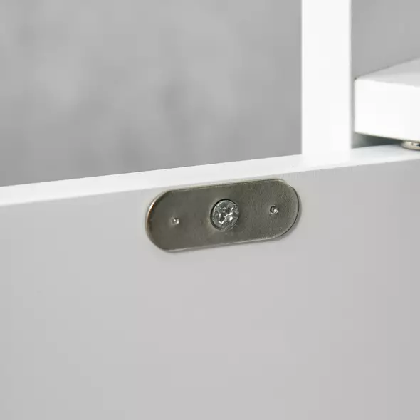 kleankin Modern Bathroom Storage Cabinet, Freestanding Tall Bathroom Cabinet with Open Shelves and 3 Cupboards with Door, for Bedroom Hallway, White - 8