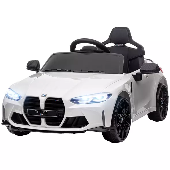 AIYAPLAY 12V BMW Licensed Kids Car, with Easy Transport, Remote Control, Suspension, Music, Horn, LED Lights, White - 1