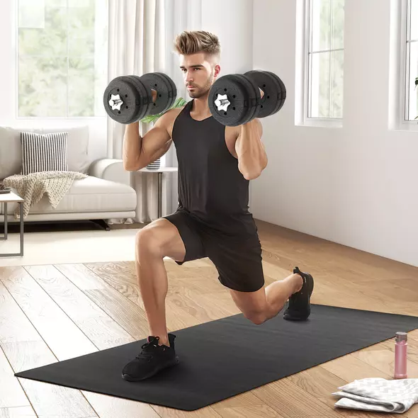 HOMCOM 30KG Adjustable Dumbbells Set, Hand Weights Set for Home Gym Weight Lifting Training - 2