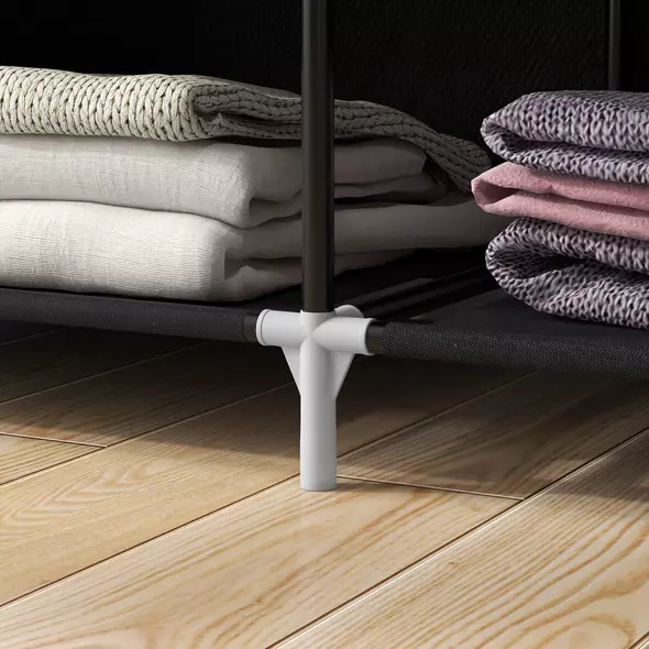 HOMCOM Fabric Wardrobe, Portable Wardrobe with 6 Shelves, 1 Hanging Rail, Foldable Closets, 103 x 43 x 162.5 cm, Black - 9