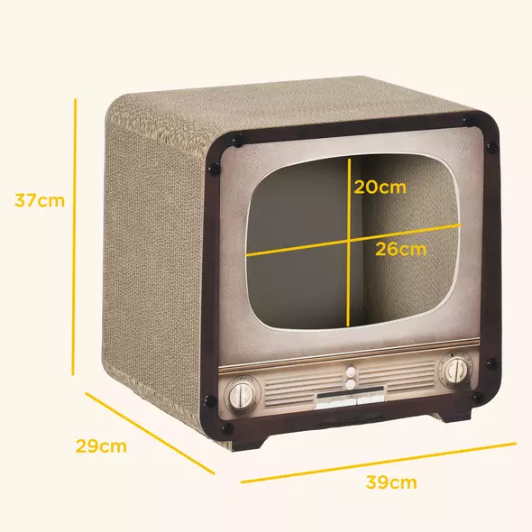 PawHut 2 in 1 TV Shape Cat Scratching Board House with Catnip, for Indoor Cats, Brown - 3