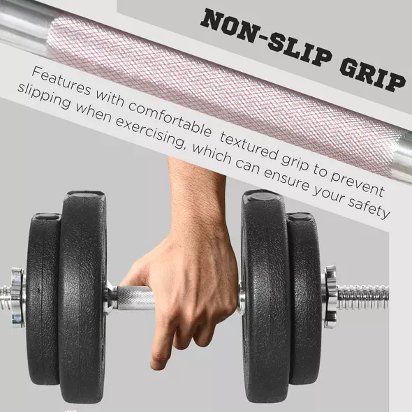 HOMCOM 20KG Adjustable Weights Dumbbells Set, Dumbbell Hand Weights for Home Office Gym Body Fitness Lifting Training, Black - 5