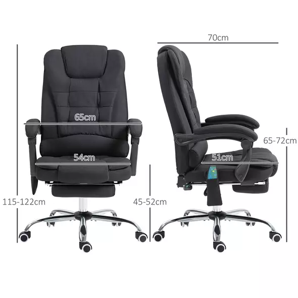Vinsetto Six-Point Massage and Heated Office Chair - Black - 3