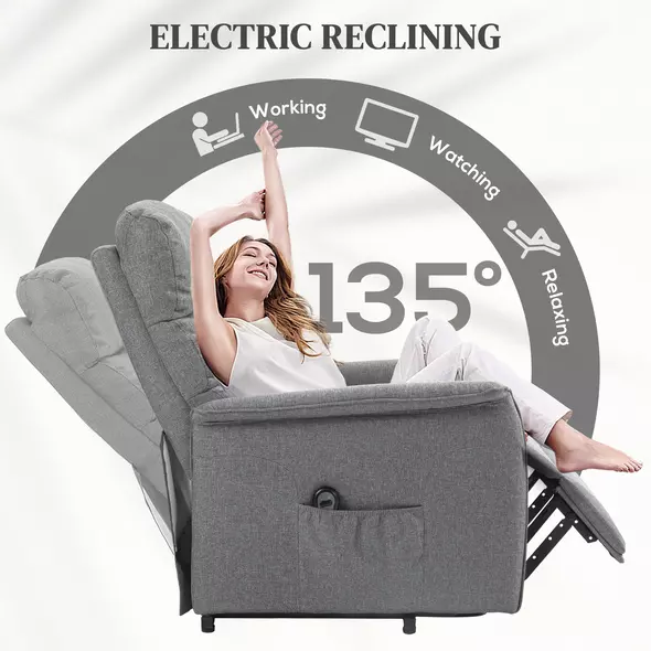 HOMCOM Electric Riser Recline Armchair, with Footrest - Grey - 5