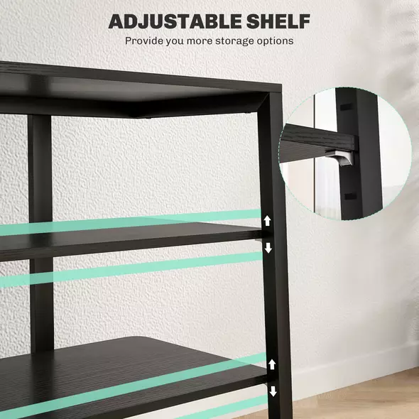 HOMCOM HiFi Stand, with Four Storage Shelves - Black - 5