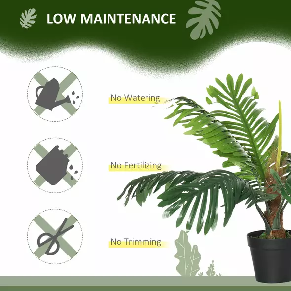 Outsunny 2 Pack 60cm Artificial Palm Tree Decorative Plant with Nursery Pot, Fake Tropical Tree for Indoor Outdoor Decor - 7