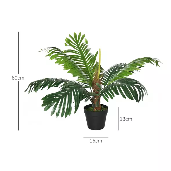 Outsunny 2 Pack 60cm Artificial Palm Tree Decorative Plant with Nursery Pot, Fake Tropical Tree for Indoor Outdoor Decor - 3
