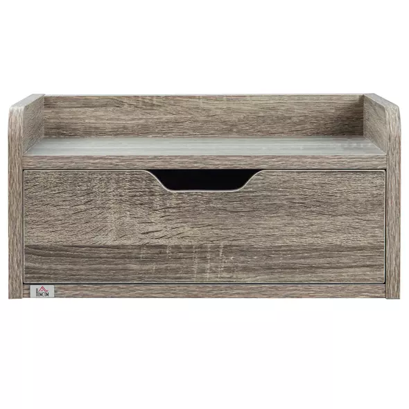 HOMCOM Floating Nightstands Set of 2, Wall Mounted Bedside Table with Drawer for Bedroom, Grey - 7