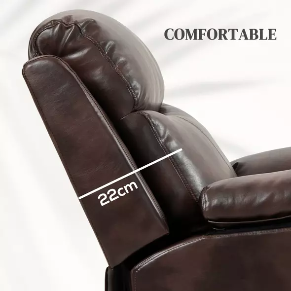 HOMCOM Faux Leather 70° Electric Riser Recliner Chair, Dark Brown - 5