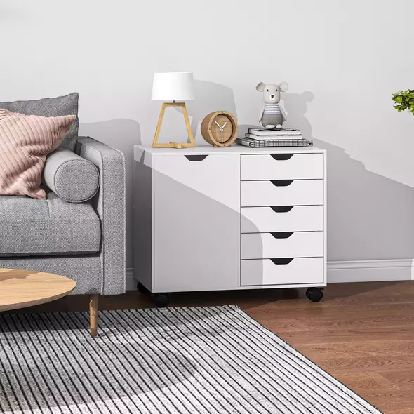 HOMCOM Multi-Storage Mobile Office Storage Cabinet - White - 9