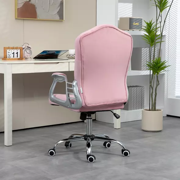 Vinsetto Velvet-Feel Work Chair, with Diamante Back - Pink - 8