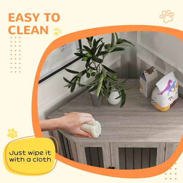 PawHut Dog Crate Furniture Side Table, with Cushion, 122 x 61 x 71cm - Walnut Brown - 7