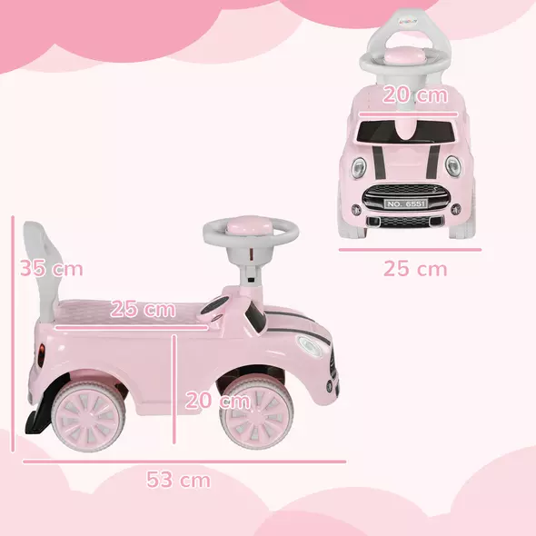 AIYAPLAY Foot To Floor Ride On Car Sliding Car w/ Air Horn, Anti-Over-Backwards, 18 to 36 Months - Pink - 3